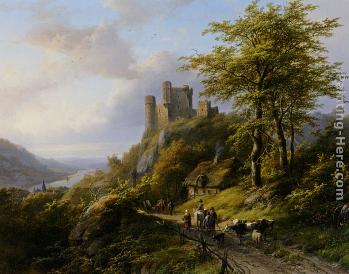 Figures near a Ruin in a Landscape painting - Johann Bernard Klombeck Figures near a Ruin in a Landscape art painting